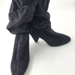 International Concept Rhinestone Slouch Boots